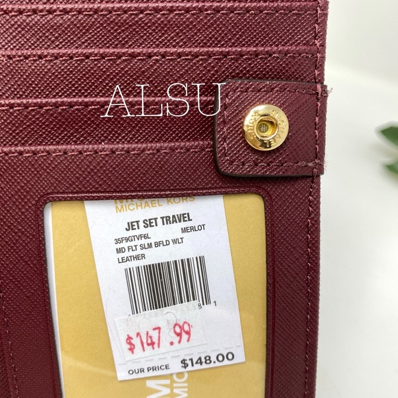 Michael Kors Slim Bifolder Leather Merlot Maroon - Picture 6 of 6